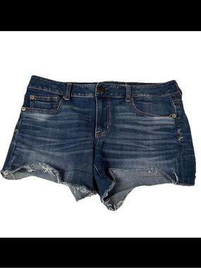Y2K American Eagle Women’s Size 14 Shortie Shorts Jean Dark Wash Stretch #4190